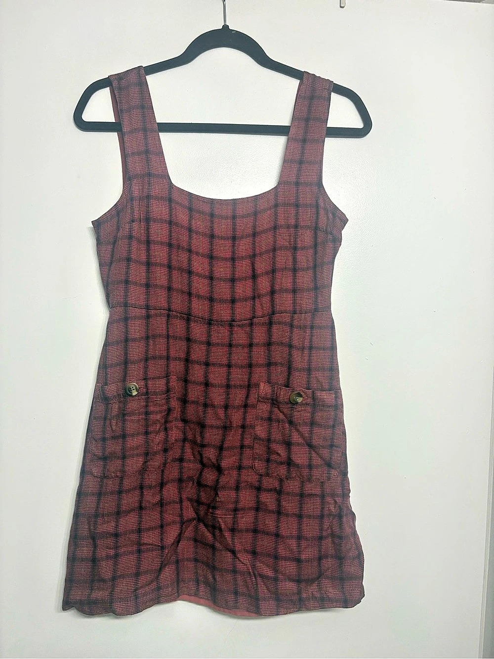 American Eagle AE Plaid Mini Dress Red & Black Small